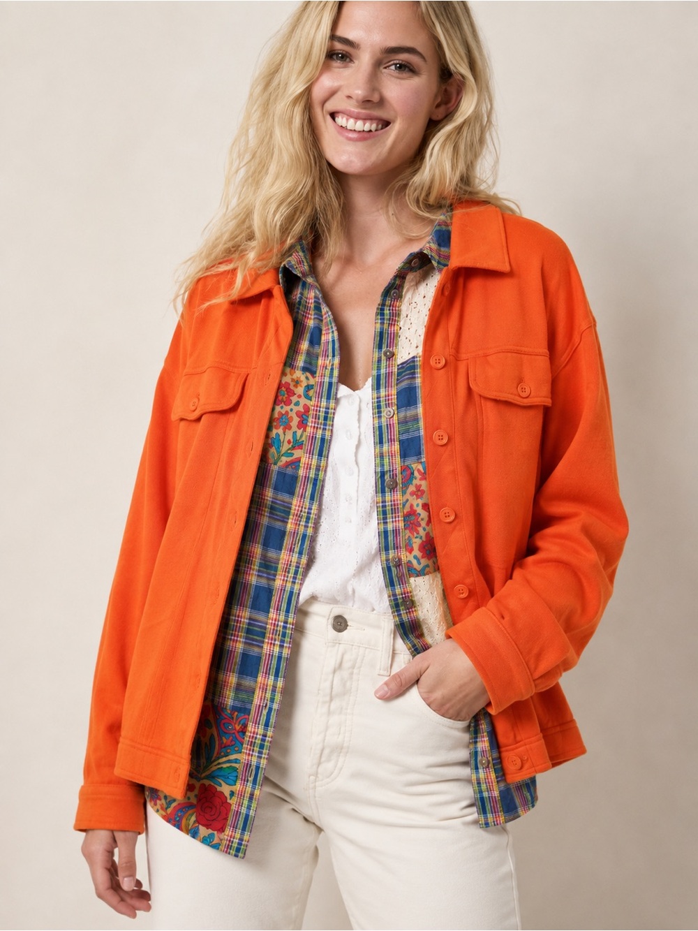 ⭐️HOST PICK⭐️Vintage Marisa Canvas Orange Button Sweatshirt Jacket 100% cotton L